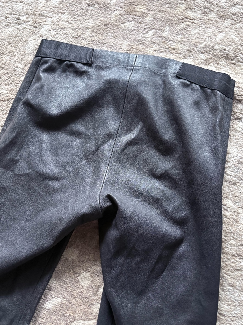 ALICE + OLIVIA Black Lamb Leather Low Waisted Leggings - Picture 7 of 9